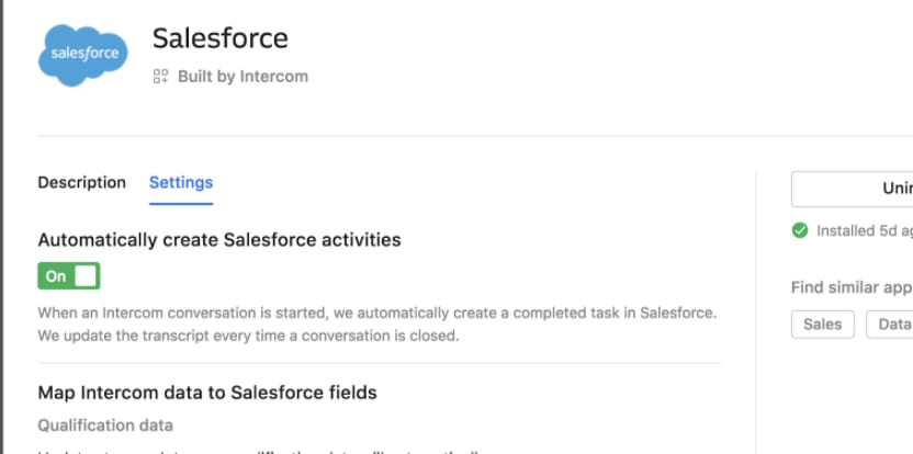 Intercom Salesforce Integration: Send conversations